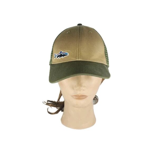 Patagonia Smallmouth Lopro Logo OS Green Adjustable Snapback Trucker Cap Hat - Picture 1 of 9